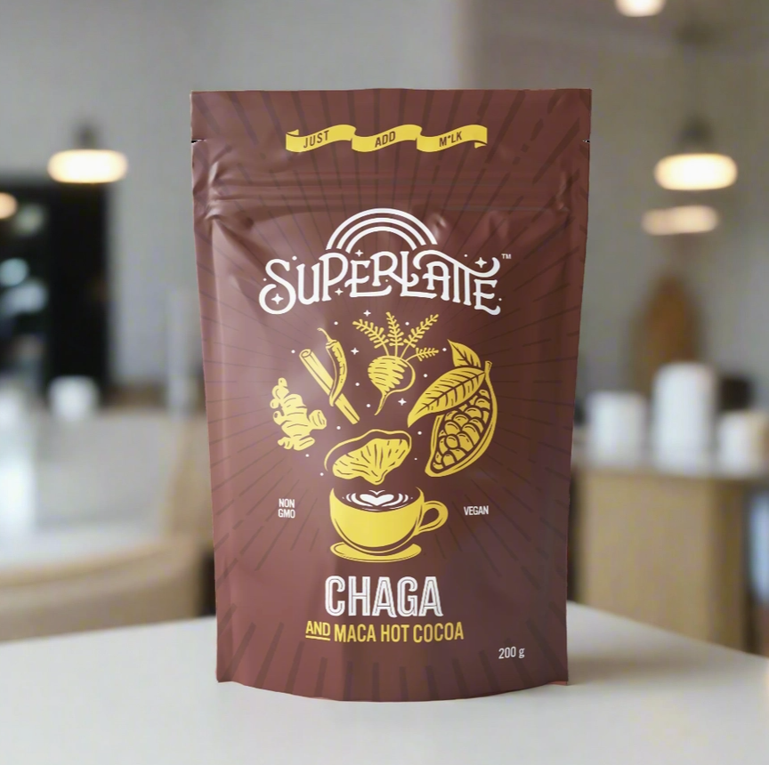 Chocolat chaud au chaga et à la maca